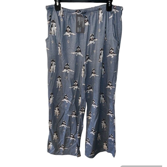 Comfies Siberian Husky Pajama Bottoms Sz L Unisex Lightweight Cotton Blend New - Picture 1 of 6